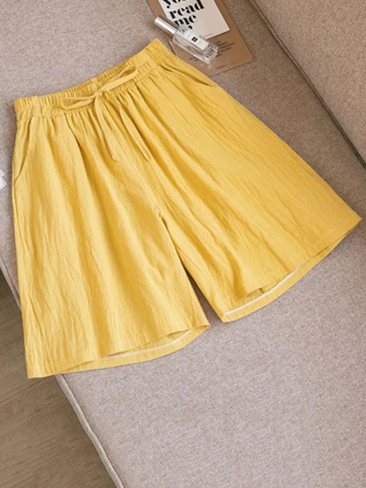 Short classique en coton avec taille élastique