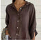 Camisa de mujer 100% lino con mangas largas y corte relajado.