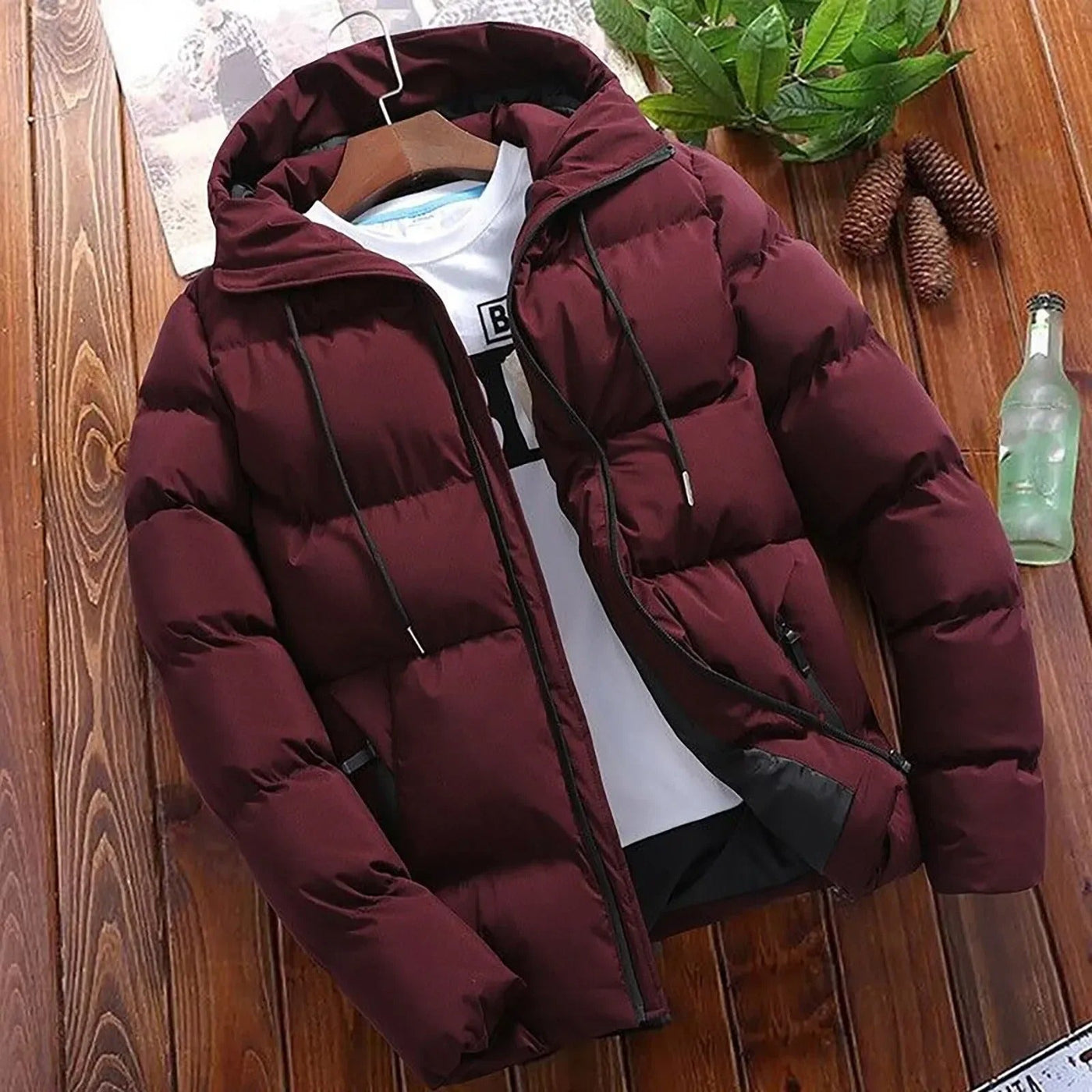 Chaqueta polar con capucha para hombre