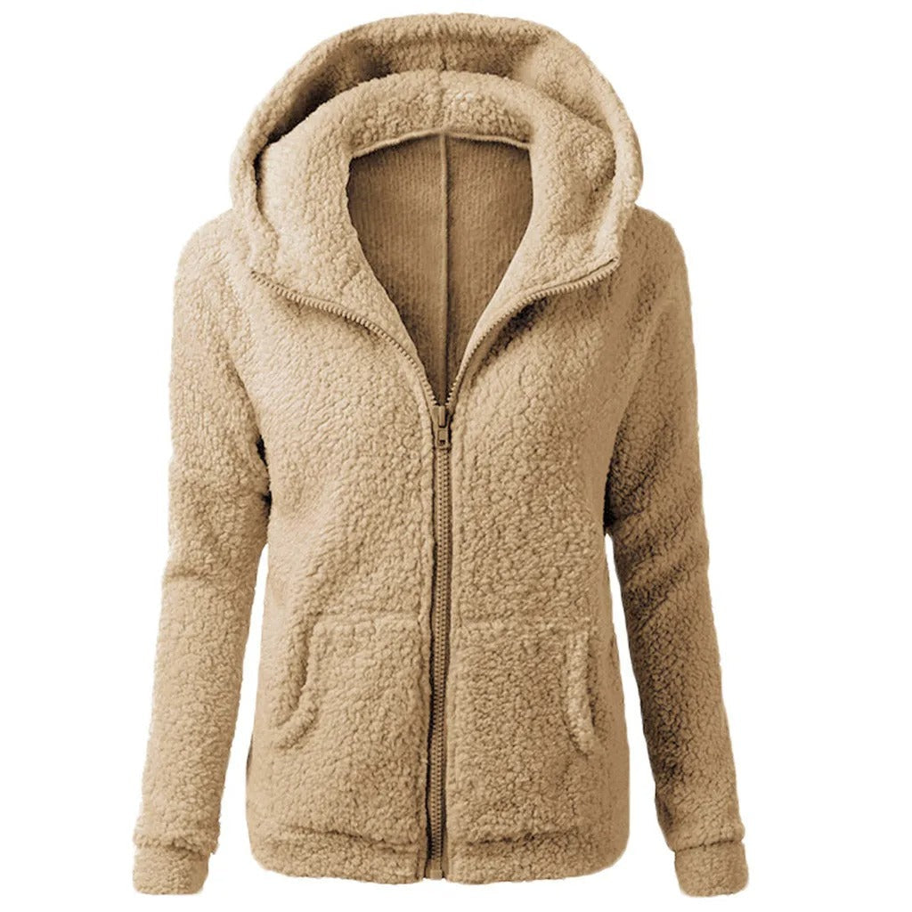 Giacca invernale da donna con cappuccio in pile