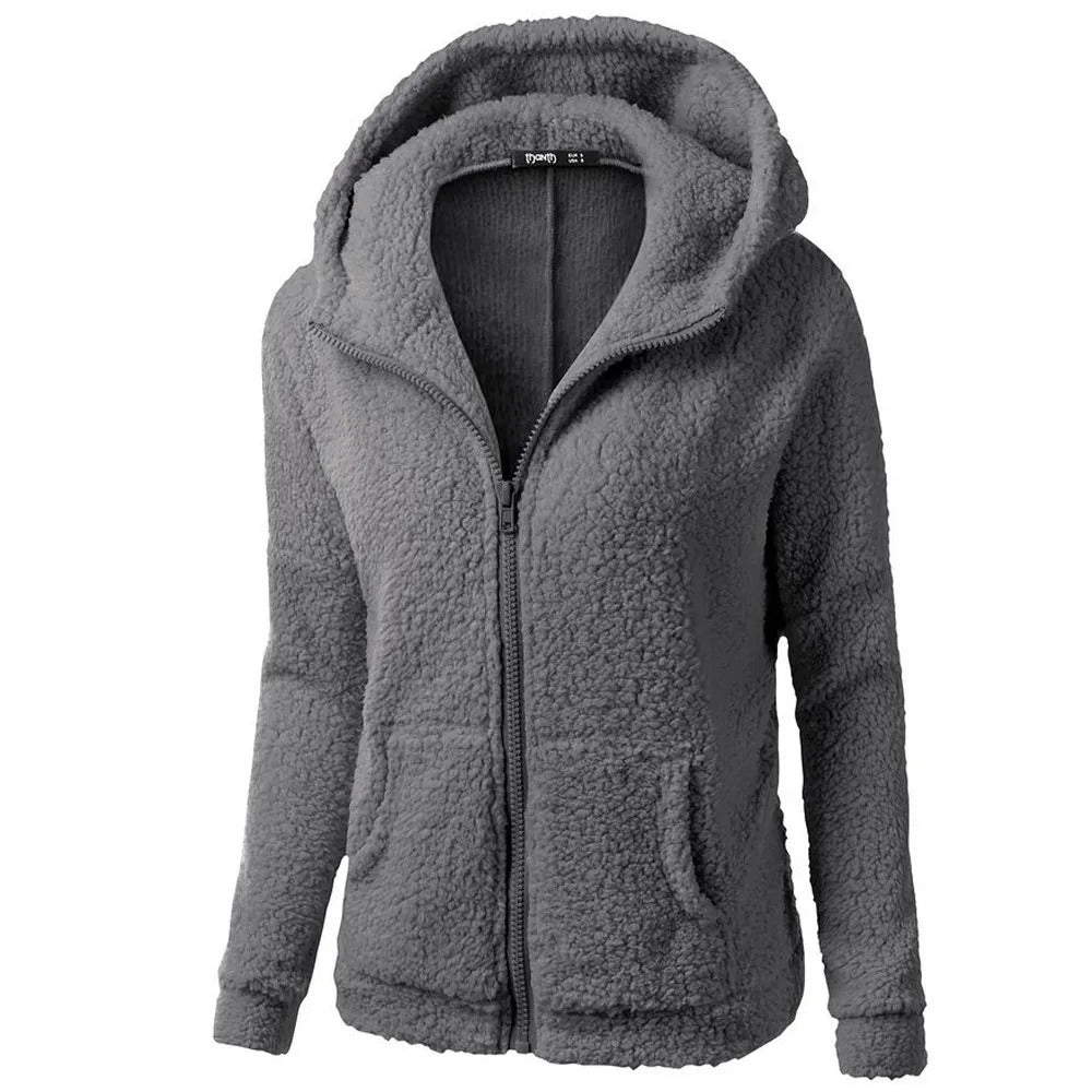 Giacca invernale da donna con cappuccio in pile