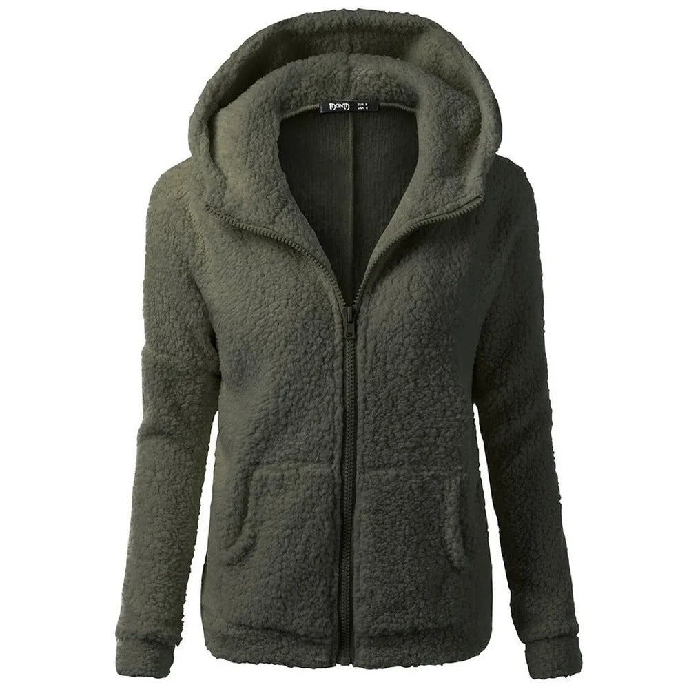 Giacca invernale da donna con cappuccio in pile