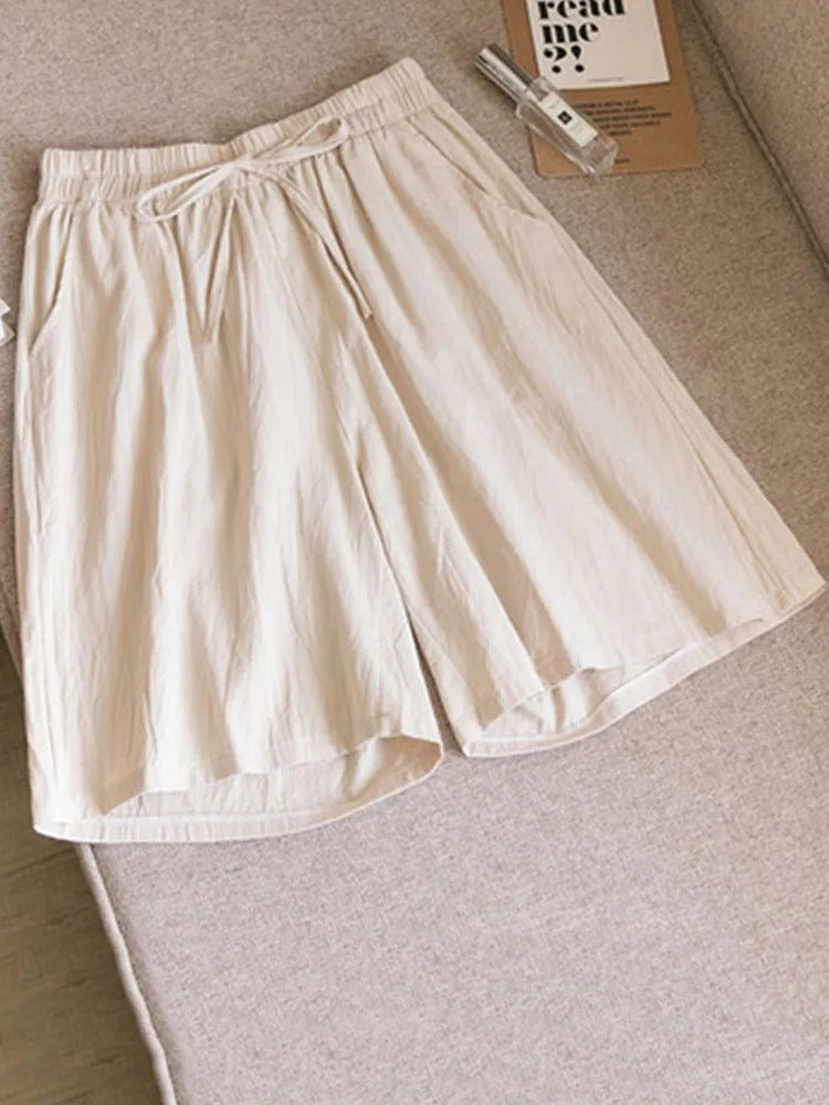 Short classique en coton avec taille élastique