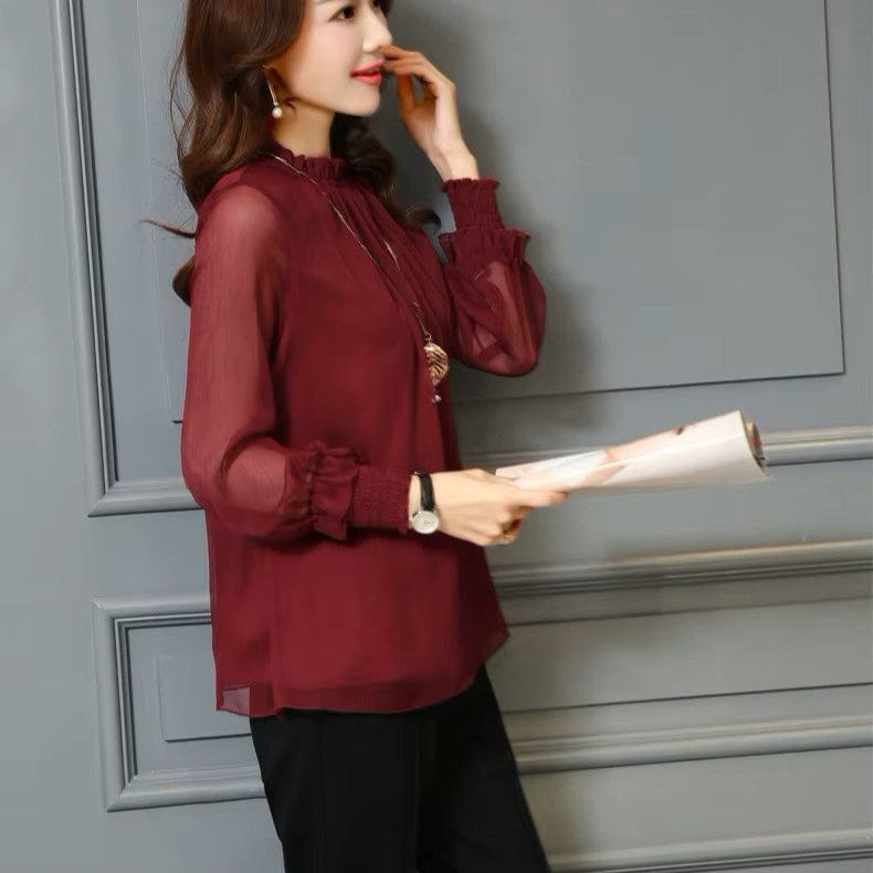 Chemise à volants avec manches transparentes