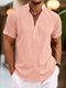 Camicia Silas da uomo in lino - Camicia estiva traspirante con colletto Henley e maniche corte