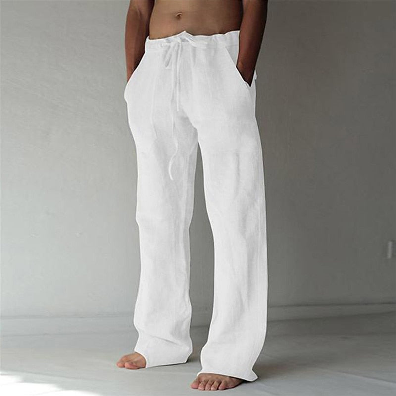 Pantalones anchos de lino para hombre