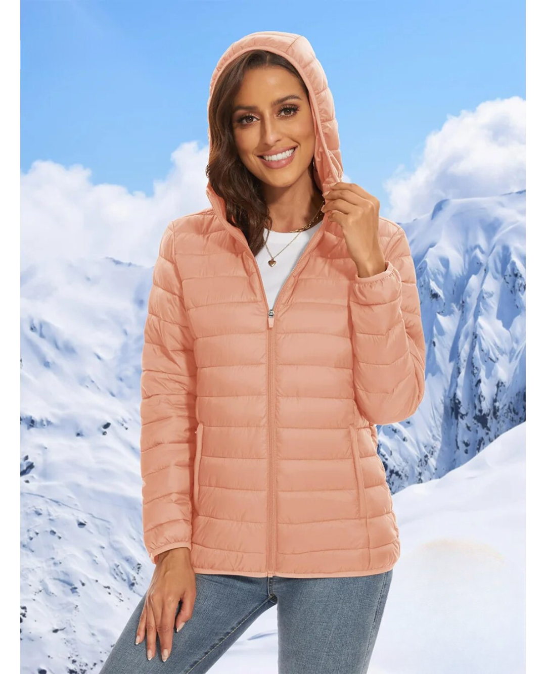 Giacca in pile leggera da donna con cappuccio