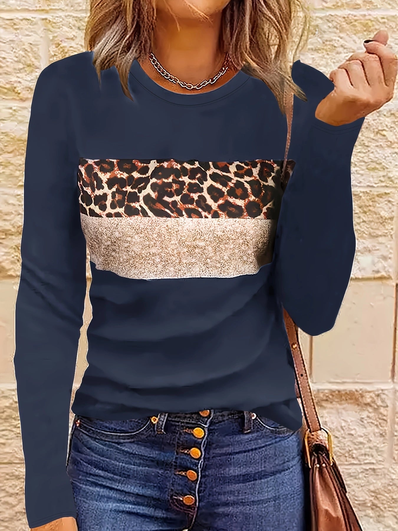 Camicia da donna a maniche lunghe con stampa leopardata - Perfetta per tutte le stagioni